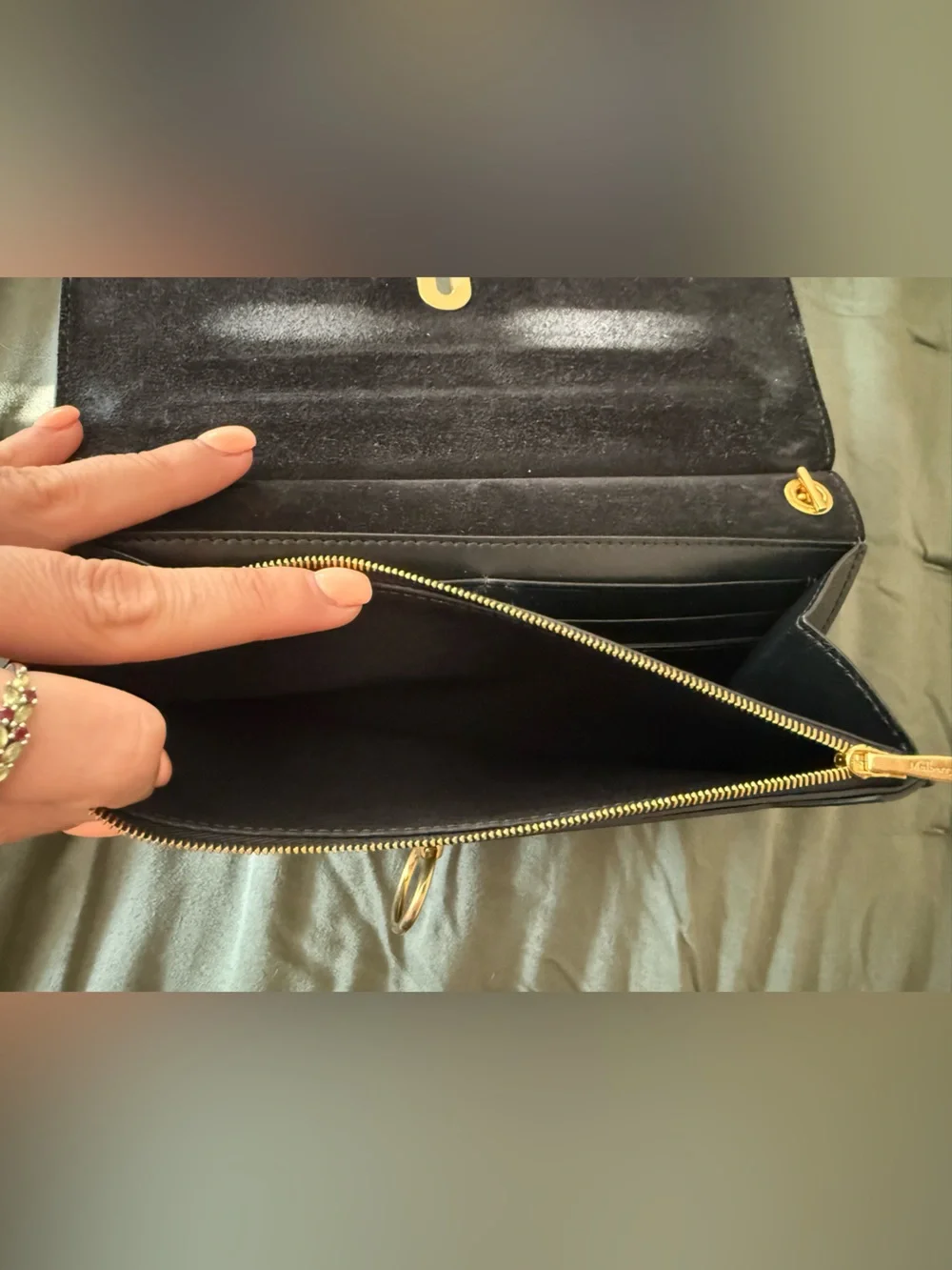 Mulberry Amberley Small Clutch Shoulder Bag on Chain Black Gold